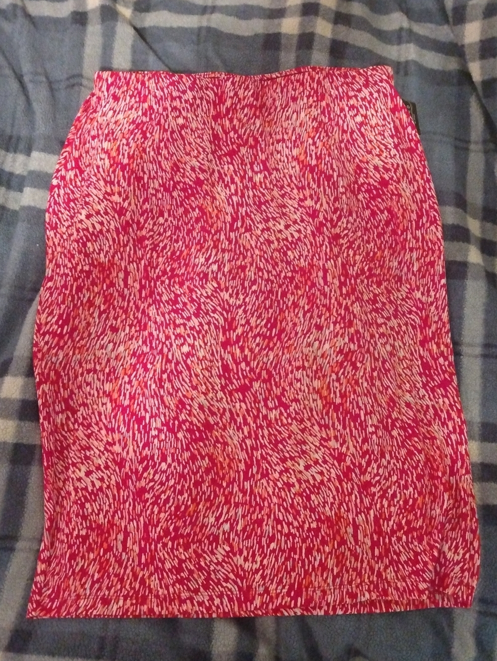 NWT Pink Abstract Splash Print Stretchy Versatile Midi Skirt sz Missy XL